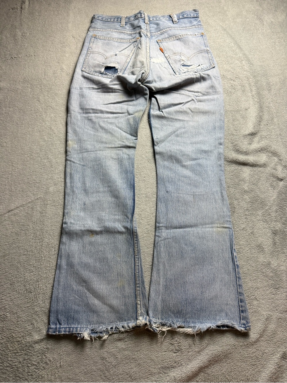 Levi’s Orange Tab Flare Jeans Blue Denim Distressed Repaired Size 30x30